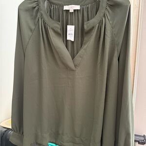 LOFT Deep Olive Blouse